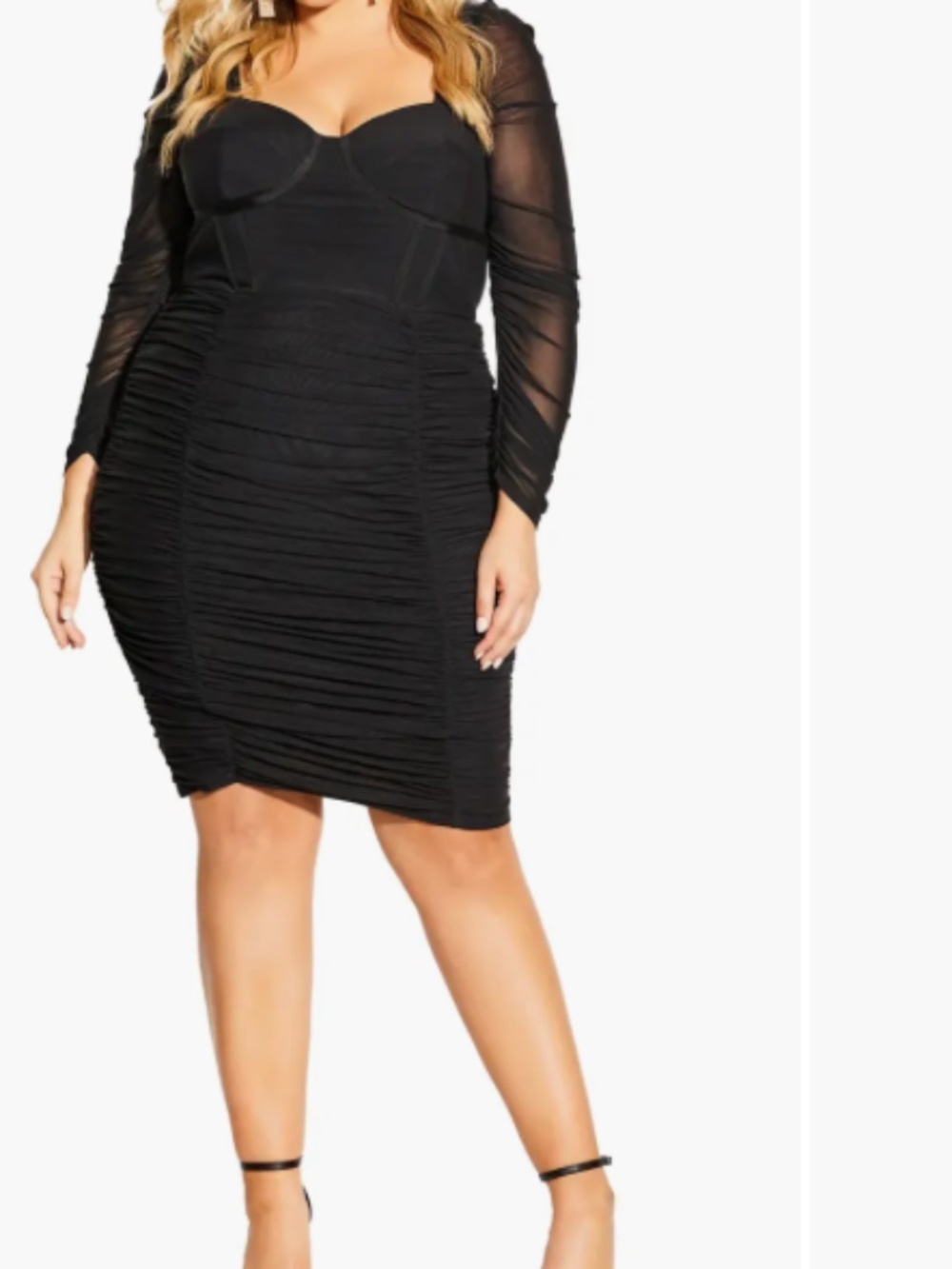 CITY CHIC Sweetheart Neck 3/4 Sleeve Mini Dress Plus Size: XL/22